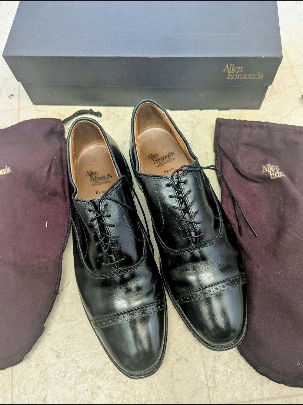 Allen Edmonds Byron Black Cap Toe Oxford Dress Shoes Men’s 10.5 D Leather USA
